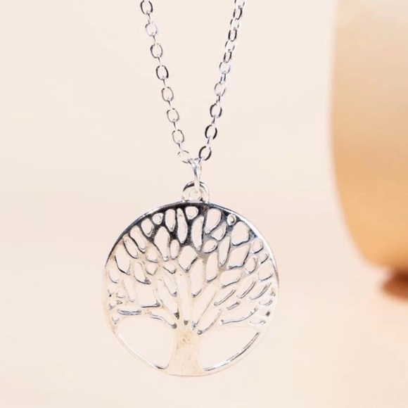 Silver Hollow Tree Pendant Necklace - Picture 2 of 4
